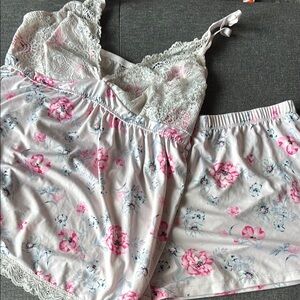 Laura Ashley Pink and Cream Floral Sleepwear Set